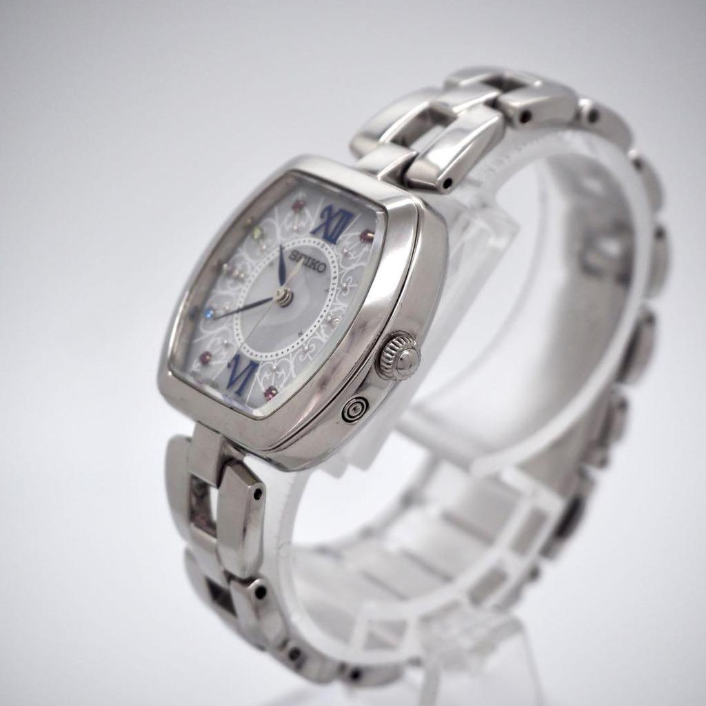 [USED] 406 SEIKO Radio-Controlled Solar Watch, Tonneau, Clear Blue, Women's