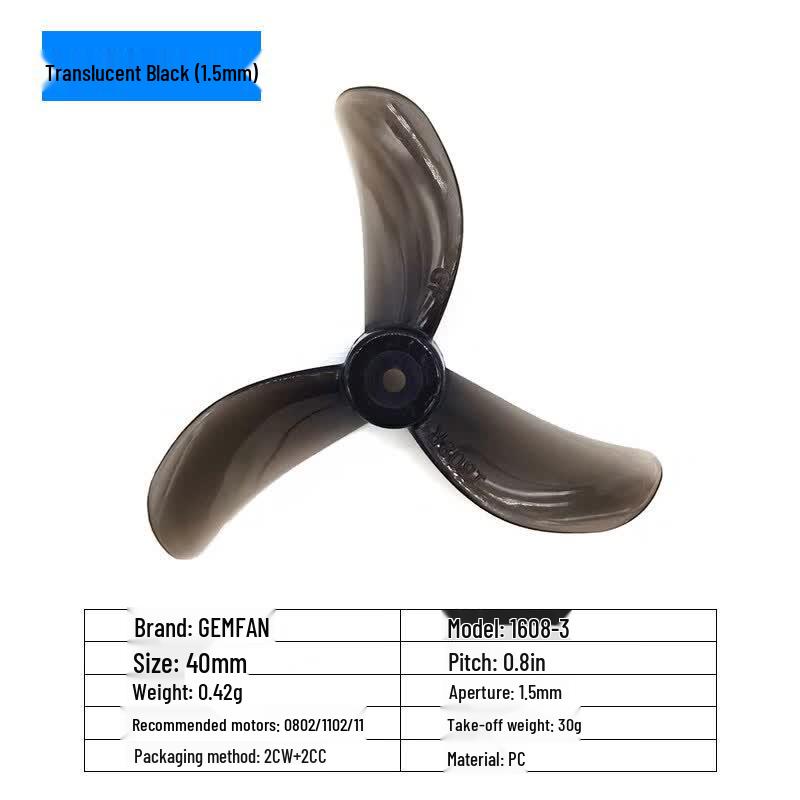 GEMFAN 1608 1.6 Inch 3-Blade Propellers for FPV Drones