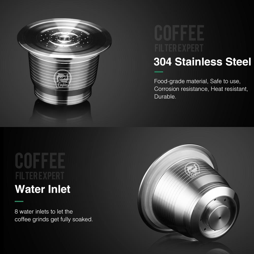 ICafilas Reusable Coffee Capsule for Nespresso Stainless Steel Refillable Filters Espresso for Essence Nespresso Capsule