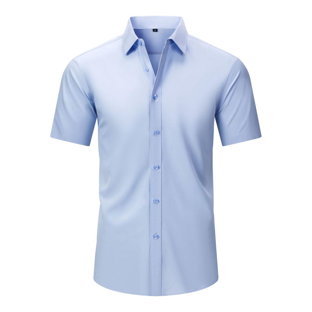 Men 4-Way Stretch Long Sleeve Open Front Shirt, Wrinkle Resistant Thin Business Casual Dress Shirt for Amazon Cross-border