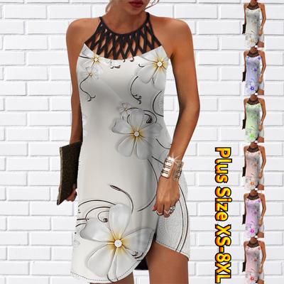 Letnia moda Seksowna sukienka bez rękawów Miękka na co dzień 3D Ceramiczna sukienka z kwiatowym nadrukiem Bez rękawów Sling Dress Letnia sukienka na szelkach
