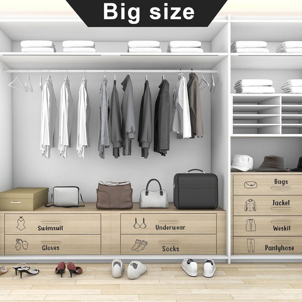 Spakon 9 Sheets Dresser Clothing Labels Removable Drawer Clothes Design Decals Wardrobe Decorative Bedroom Clothes Drawer Stickers for Organizing