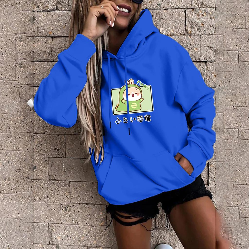 Damemote Uformelt trykk Hettegenser Løse sportsoverdeler Pullover