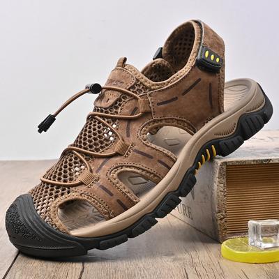 Mode Extérieur Cuir Véritable Sandales pour Hommes Été de Haute Qualité Antidérapantes Chaussures de Plage Baskets Homme Marche Alpinisme Voyage