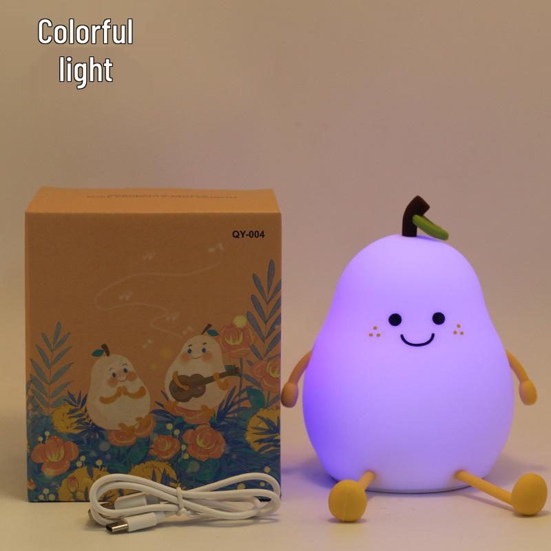 Pear-Shaped Silicone Night Light - Kids' Bedside Lamp & Gift Ornament