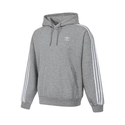 adidas Originals Felpa Pullover con Cappuccio Semplice a Righe Maniche Lunghe Uomo Felpa Grigia JP1076