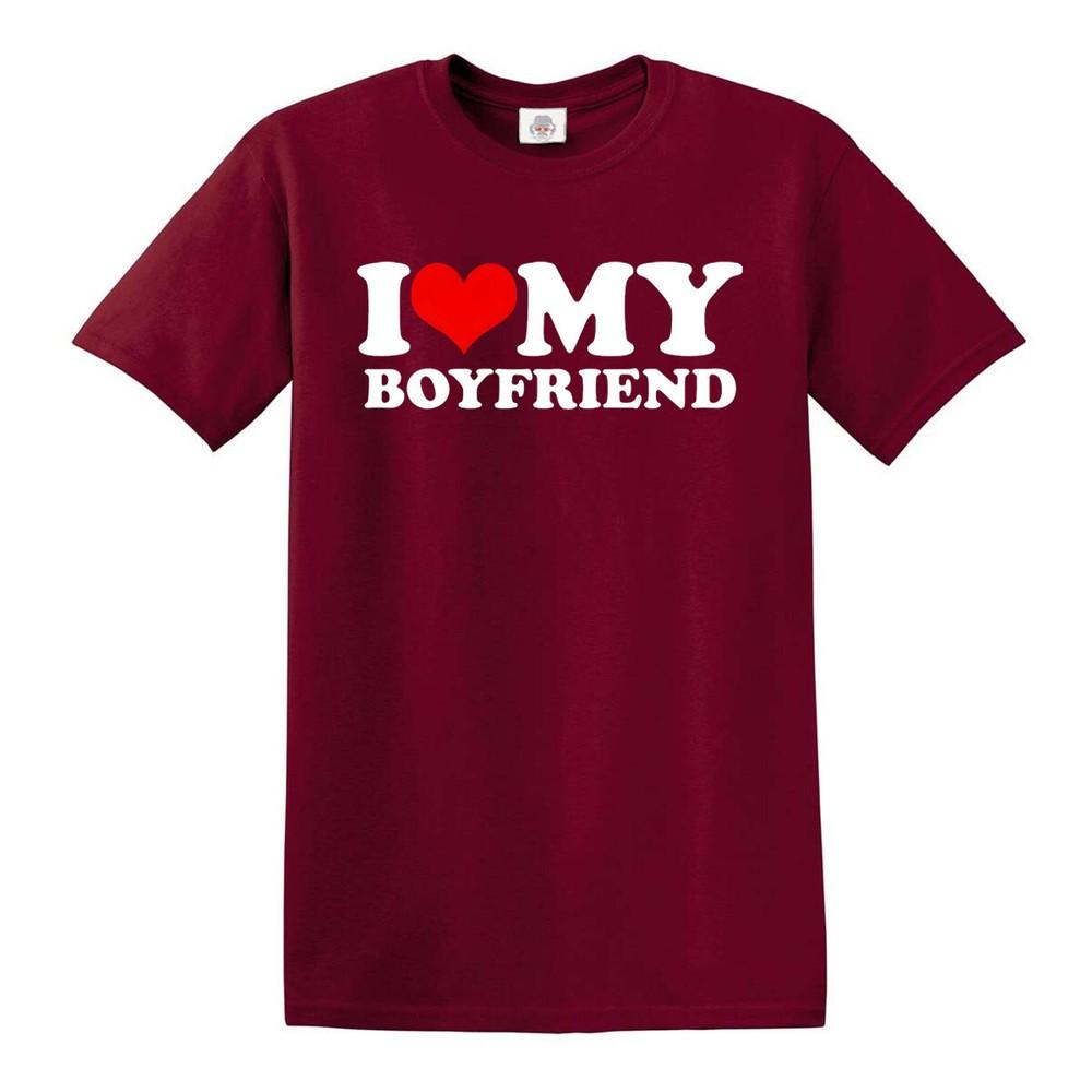 Funny I Love My Boyfriend Heart Gift Joke Novelty Unisexs TShirts Tee Top