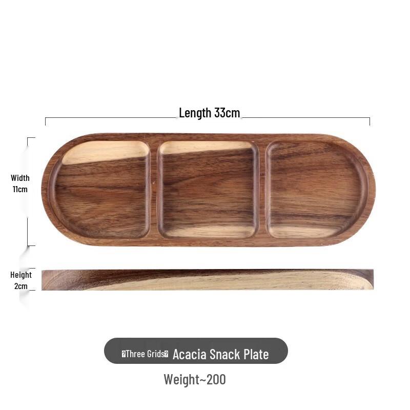 

Japanese Acacia Wood Three-Grid Serving Plate