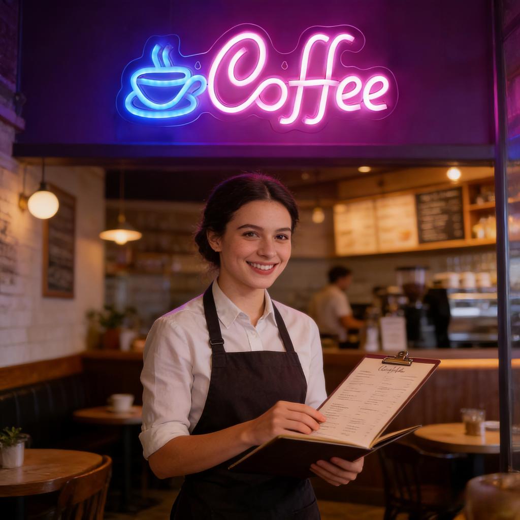 Coffee Neon Sign Light USB Dimmable Led Neon Lamps for Bar Cafe Restaurant Party Art Wall Decor Window Hanging Night Lights