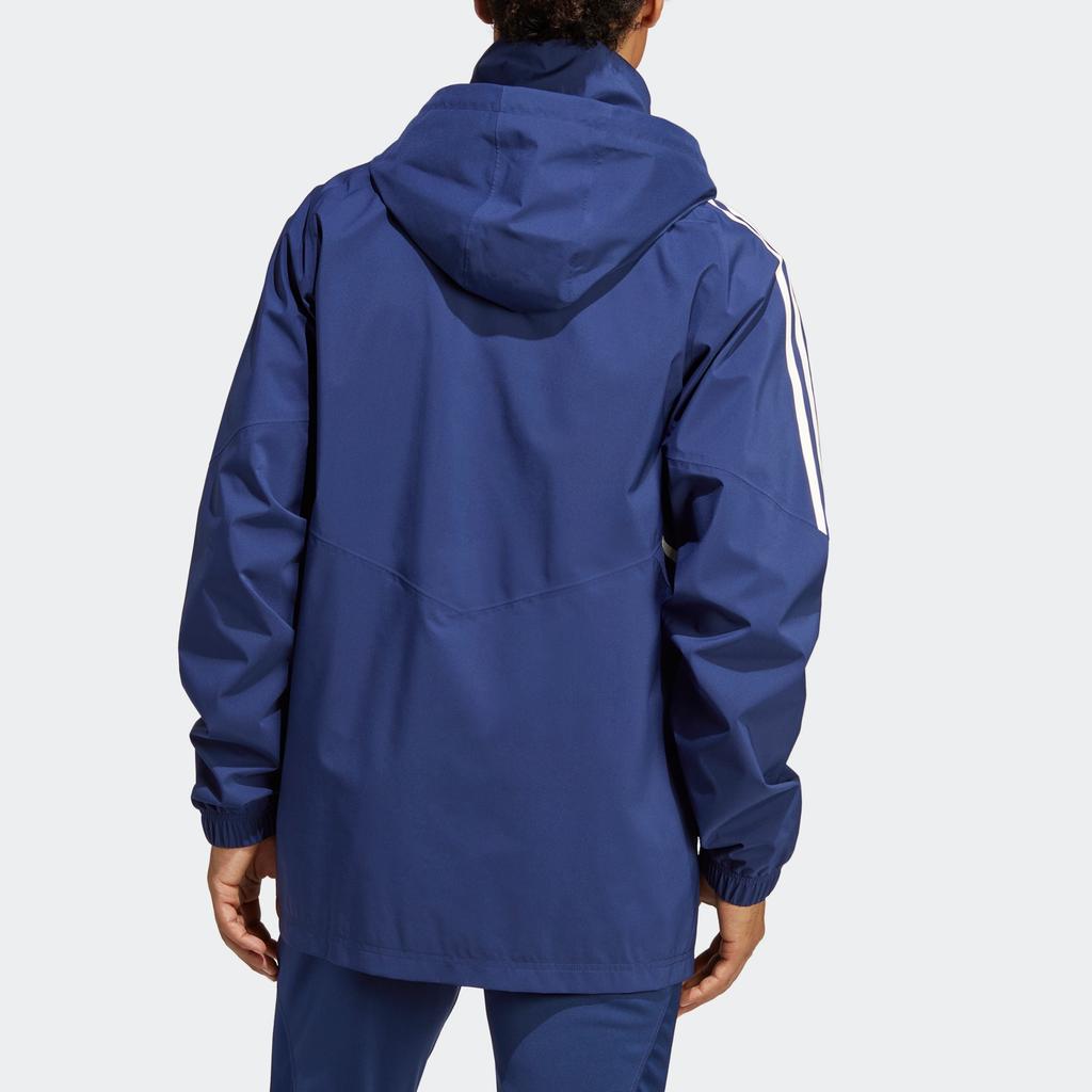 Adidas Performance Italy Condivo 22 Rain Jacket Striped Comfortable Breathable Hooded Football Shirt Men Jacket Dark-Blue HS9841