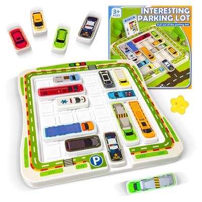 MUFUSHAN Magnetic Parking Puzzle, Educational Toy with 15 Cars, 360 Challenges, and Huarong Road Design for Kids Ages 14 and Under, Logic Training