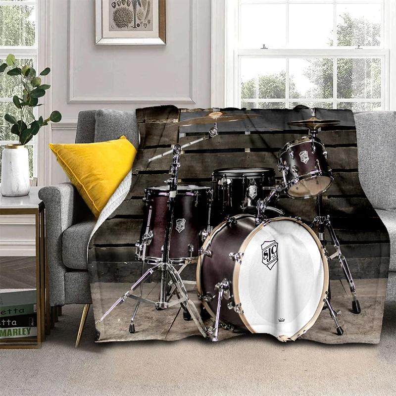 Music Instruments Drum Kit  Drum Set Blanket,Soft Throw Blanket for Home Bedroom Bed Sofa Picnic Travel Office Cover Blanket Kid