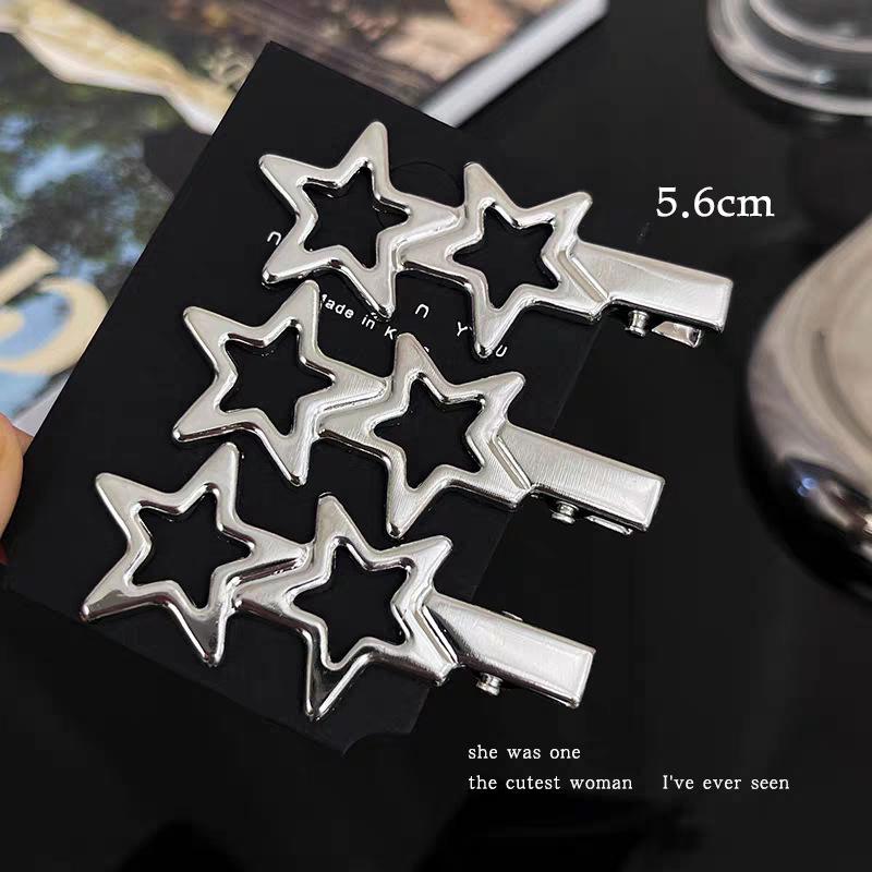 Silver Hollow Metal Hairpin for Women - Duckbill Clip for Forehead & Side Bangs