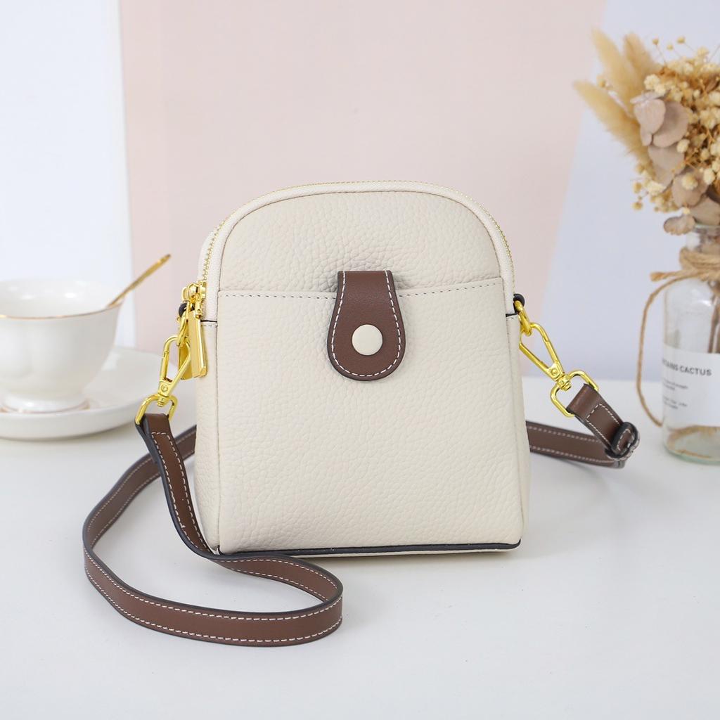 Niche First-Layer Cowhide Mobile Phone Bag Women'S Messenger Bag Genuine Leather Women'S Bag Multi-Functional Change Bag