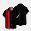Men Casual Shirt Lapel Short Sleeve Single Breasted Shirt Loose Fit Hawaiian Style Button-Up Bowling Shirt