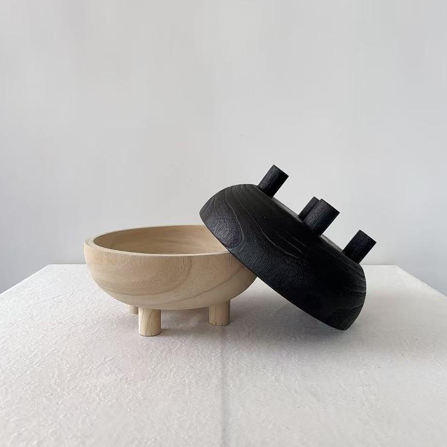 Úložný tác z paulovniového dřeva se čtyřmi nohami - Víceúčelový dřevěný řemeslný a ovocný tác