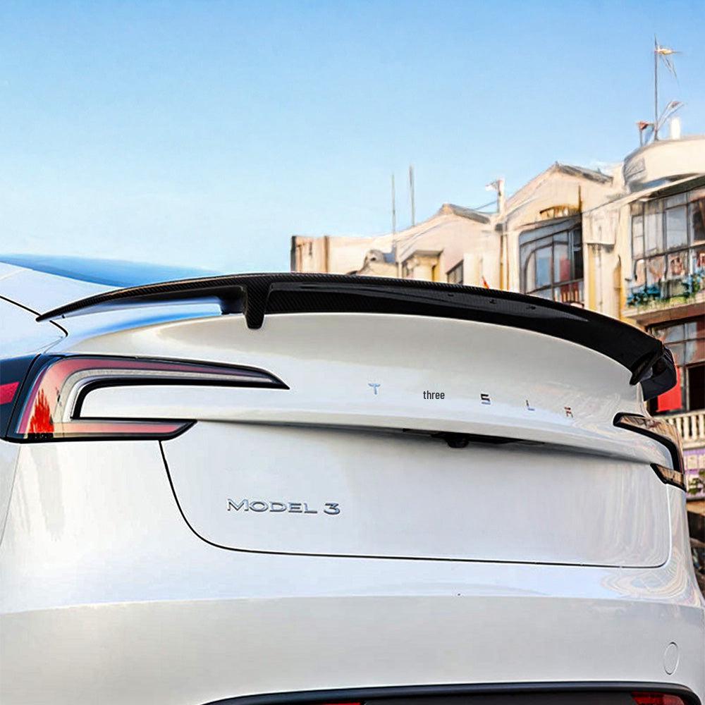 RT Style Real Carbon Fiber Rear Spoiler for Refreshed Tesla Model 3 Highland & Model Y Juniper
