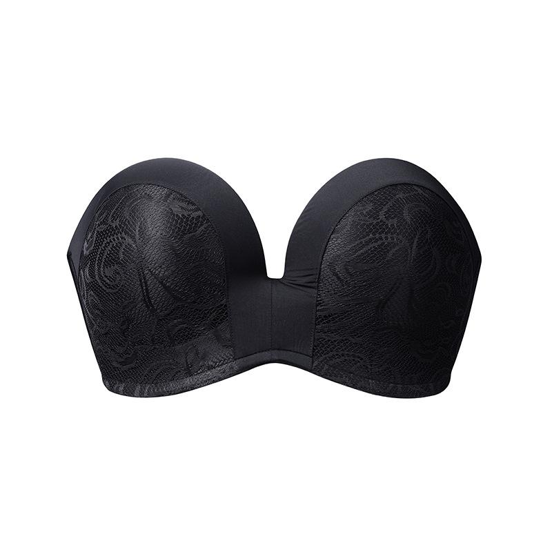 Stroppeløs Plus Size Push-up BH D-cup Sexy Tube Top Usynlig BH