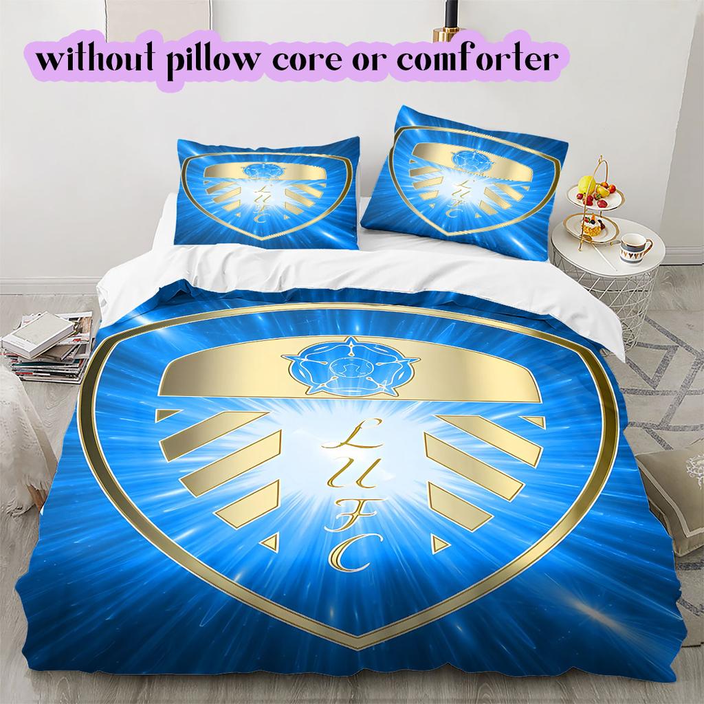 Leeds United Pattern Bedding,Quilt Set Quilt Cover Pillowcase Home Birthday Gift (1*duvet cover+2*pillowcase,without core)