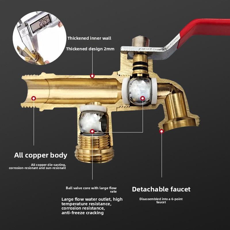 Double Head Water Faucet Garden Irrigation Garden Watering Valve Switch Washing Machine Accessory Thread Alloy Sink Tap