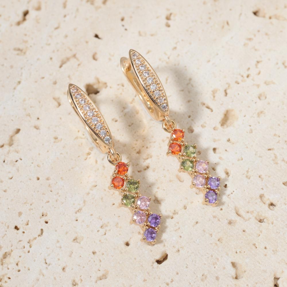 1 Pair Fashion Colorful Geometry Zirconia Dangle Earrings for Women Jewelry Wedding Party Accessories