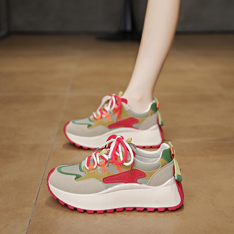 Large Size Ins Han Xin Dad Shoes Female Student Sports Running Shoes Casual Thick Soles Increase Height