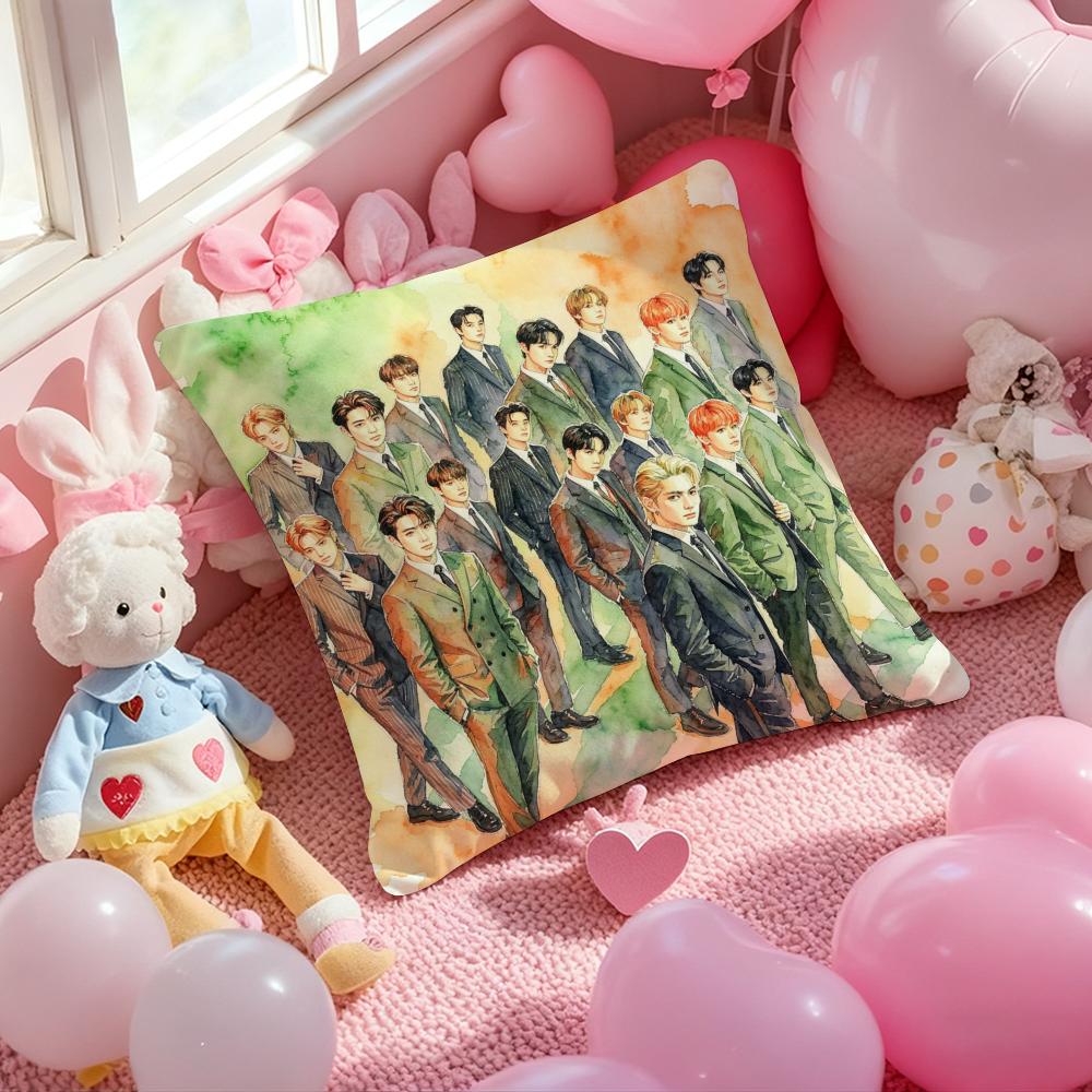 Kpop NNNNCT  Cushion Cover Pattern Printed Pillowcase for Living Room Sofa Cushion Cover  Bedroom Decor