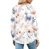 Women's Fashion Casual Pleated Round Neck Vintage Floral Print Long Sleeve T,Shirt Top