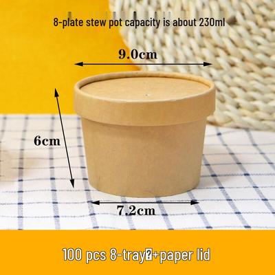 8 Oz Disposable Kraft Paper Soup Cups with Lids, 100-Count