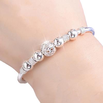 Estilo novo 925 prata esterlina sorte charme pulseira manguito pulseiras para mulheres pulseiras moda jóias pulseira