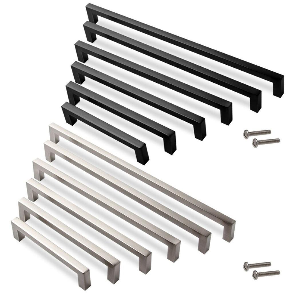 Black And Silver Modern Drawer Handles With Satin Texture For Wardrobes And Kitchen Cupboards