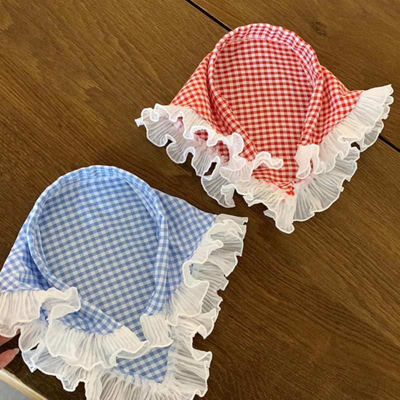 Haar-Schal Stirnbänder im französischen Stil Dreieckiges Kopftuch Haarband Karierte Bandanas Stirnbänder Süßes Haarschmuck