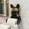 1pc resin French bulldog wall tissue holder, no inner tube needed for bath toilet paper storage & decor.