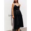 Summer New Women Clothes Sexy Style V-neck Sleeveless With Belt Patchwork Sling Midi Dress 1165065