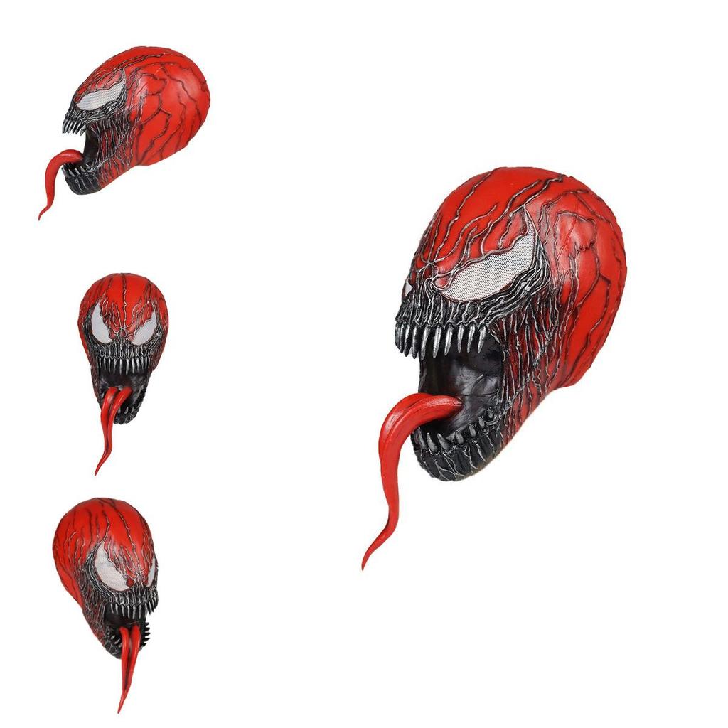 All Red Venom Spider-man Cosplay Mask For Adults Comfortable Latex Headgear