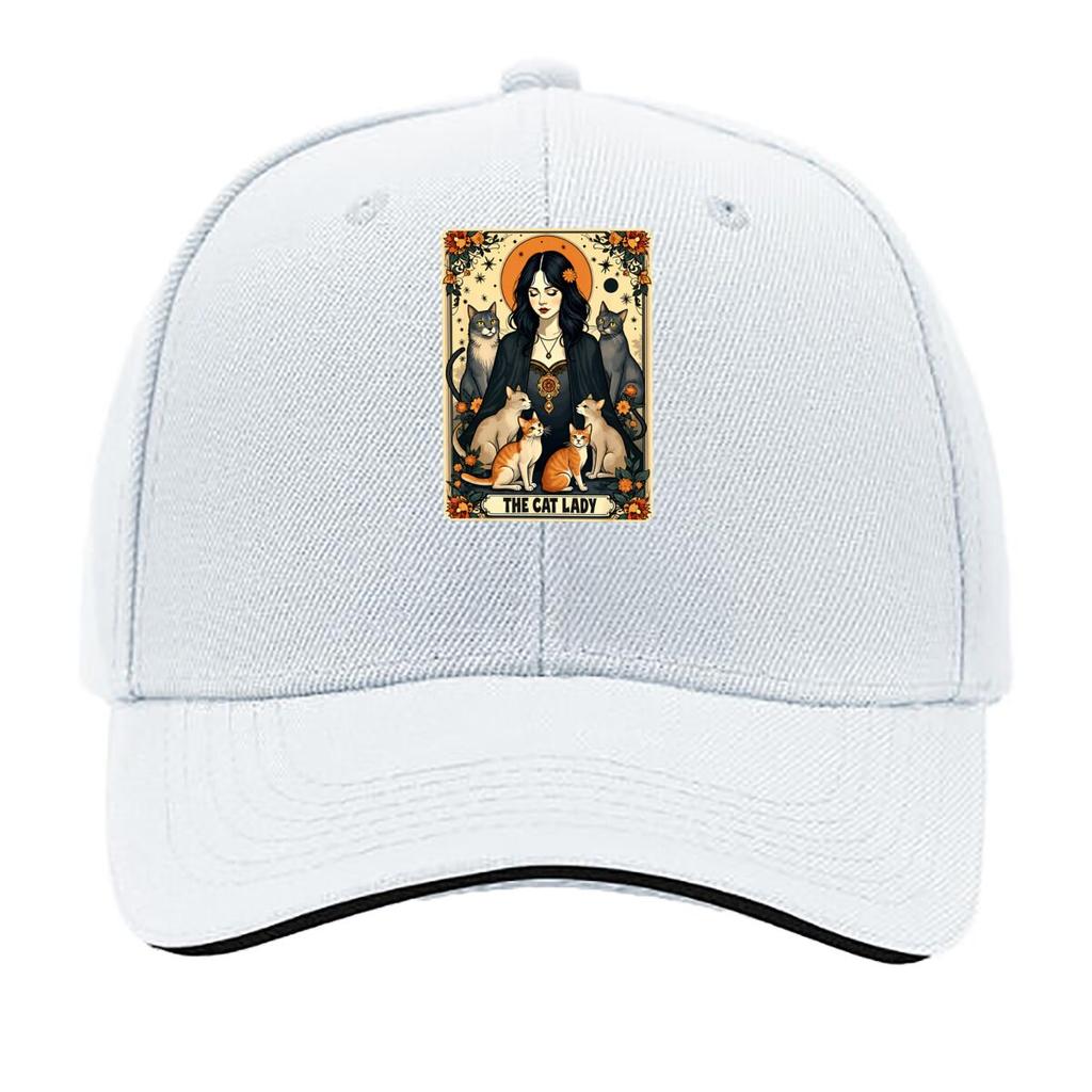 The Cat Lady Tarot Card Gothic Witchy Cats Sandwich Baseball Cap Unisex Women Sun Cap Outdoor Workouts Hat