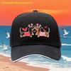 Cute Dachshund Couple Valentine Baseball Cap Polyester Adjustable Casual Summer Dog Lover Gift