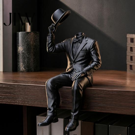 Office Desktop Decoration 3D Printed Sitting Gentleman Ornament, Minimalist Abstract Faceless Figurine, Figurine Aesthetic Art Sculpture for