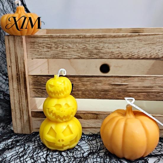 Zement Kürbisform DIY Kerze Silikon für Halloween, Handgemachte Duftkerzen Form, Harzguss Bastelarbeiten Gips Ton Epoxid