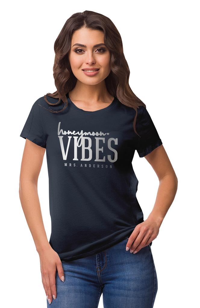Inkdotpot Personalized Womens Tshirt Top Honeymoon Vibes Mrs Wedding  Announcement