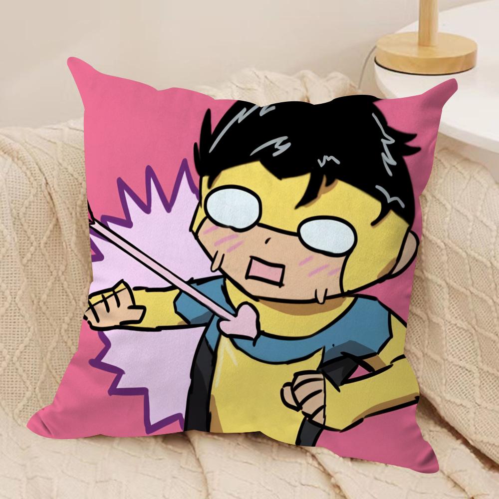 Cartoon I-Invincibles Anime Cushion Cover Soft Plush Fabric Double-Sided Printed Cushion Covers for All Seasons Home Decor