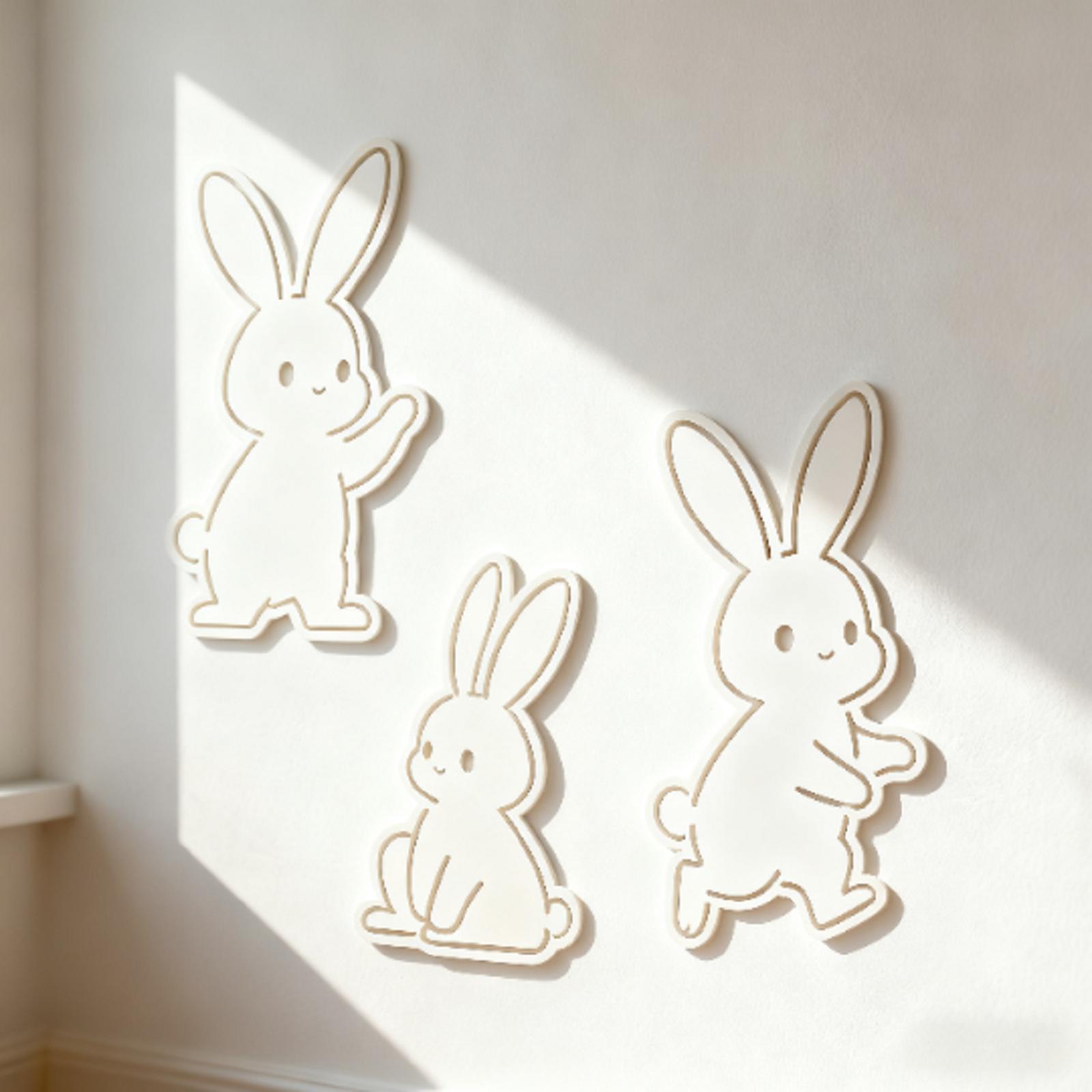 

Festive Atmosphere Background Wall Decoration, Easter Wall Stickers With Carved Wooden Crafts - With Adhesive Backing One Size