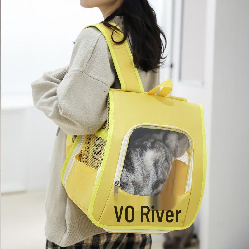 Foldable Transparent Cat Backpack - Portable Double Shoulder Outdoor Carrier