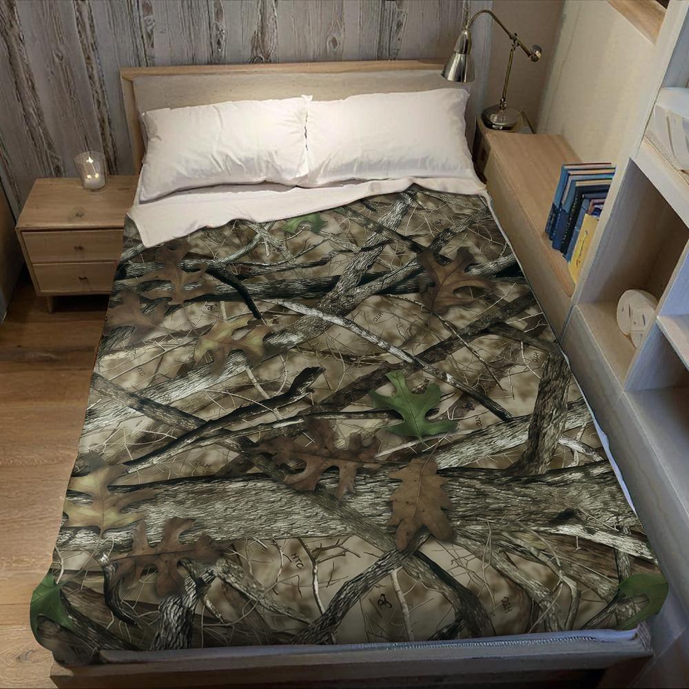 Zweig Blätter Camouflage Flanell Decke Warm Weich Halloween Weihnachten Sofa Warm Gemütlich Dekoratives Dekor Geschenk für Alle Jahreszeiten