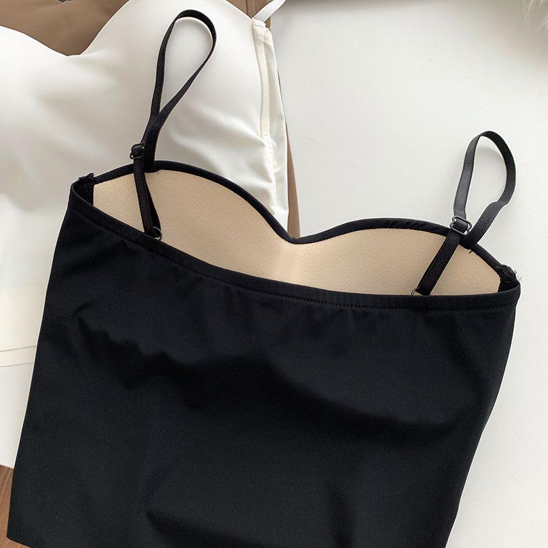 Women's Summer Ice Silk Camisole with Integrated Chest Pad and Beautiful Back Design