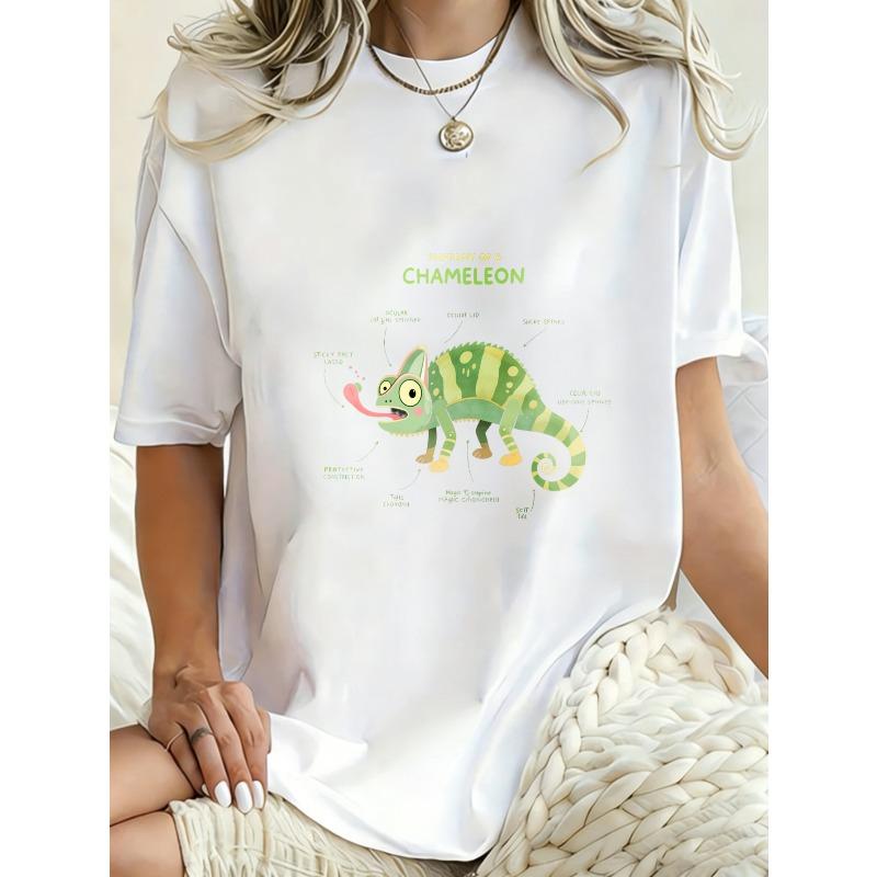 Oversized T-Shirt Black Anatomy Of A Chameleon Graphic Print For Casual Wear And Everyday Style