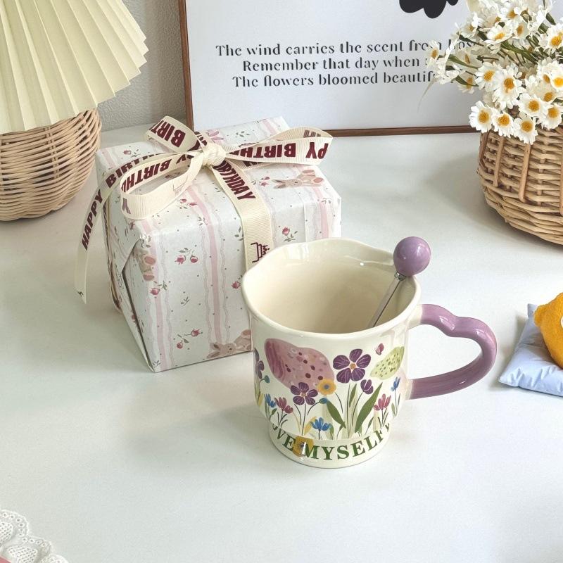 Ins originální špičkový keramický hrnek ručně malovaný vysoký hrnek kancelářský hrnek na kávu vodu dárek k narozeninám pro ženu