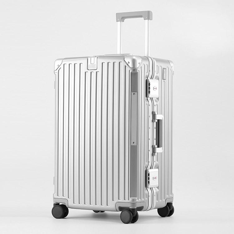 Large 24/26-Inch Multifunctional Aluminum Frame Suitcase with Universal Wheels for Men & Women's Travel