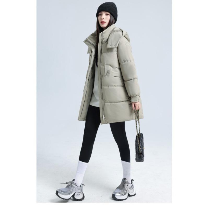 Winter Locker Mode Übergröße Verdickter Baumwollmantel Damen Lange Länge Reine Farbe Jacke