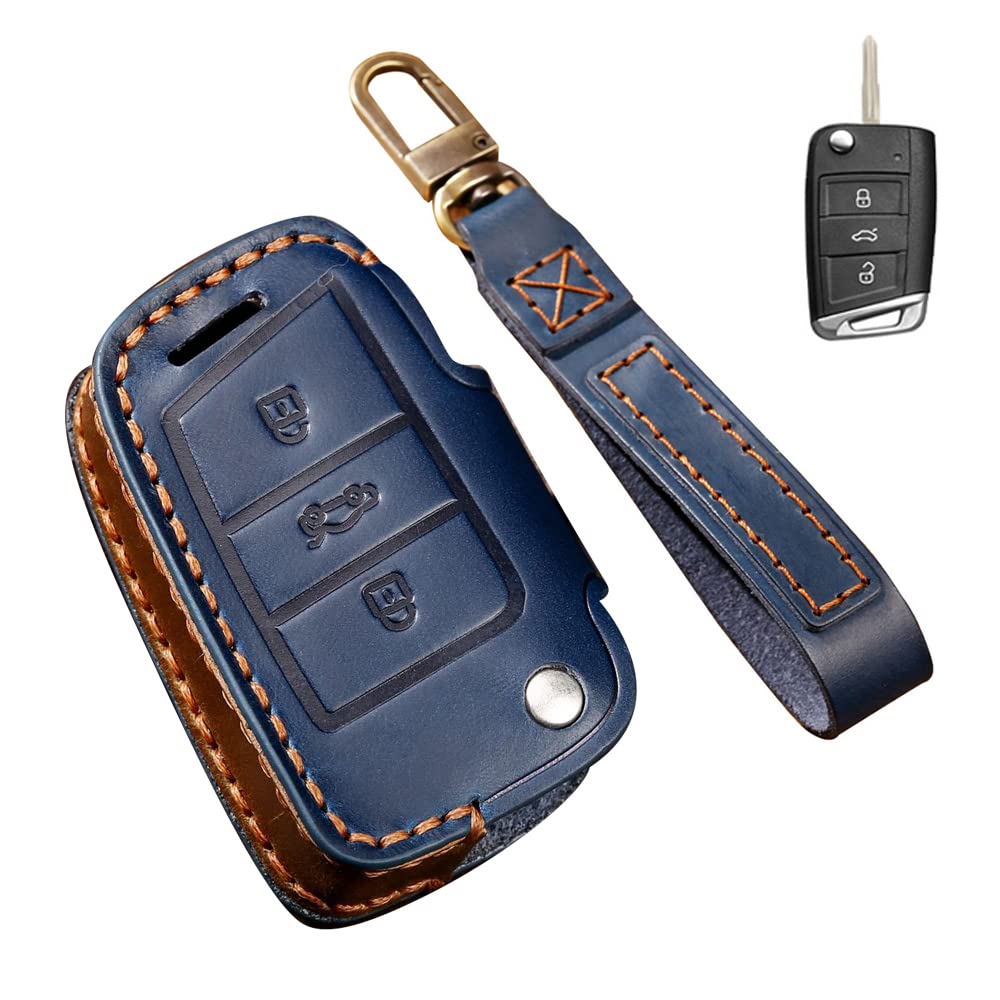 Key Case for Volkswagen, Smart Key Case, Key Cover, Leather, Comfortable to Touch, 3